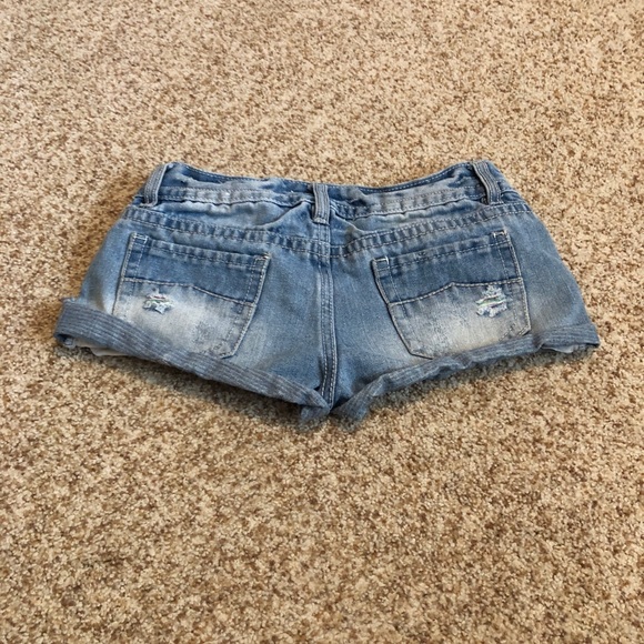 Bongo Distressed Rainbow Denim Shorts SZ 0 - Picture 5 of 5